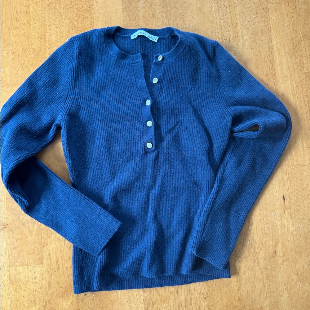 Abercrombie & Fitch Navy Button Henley Sweater
